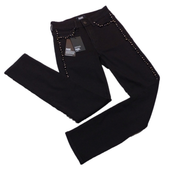 Paige Hoxton Ankle Peg Black Five Pocket High Rise Button Up Skinny Leg Jean - Picture 1 of 15